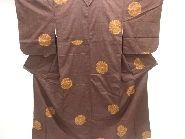 JAPANESE KIMONO / TSUMUGI / WOVEN FLOWER CREST